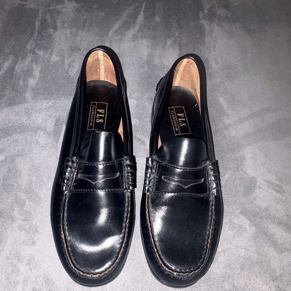 Florsheim Men's Black Leather Slip On Penny Loafers Round Toe Preppy